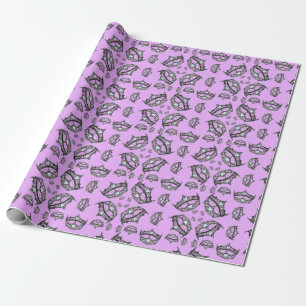 Queen Hearts Silver Crown Tiaras pink lilac gift Wrapping Paper