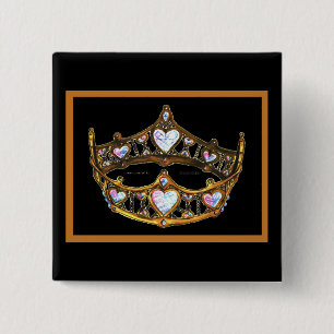 Queen Hearts Yellow Gold Crown Tiara white button