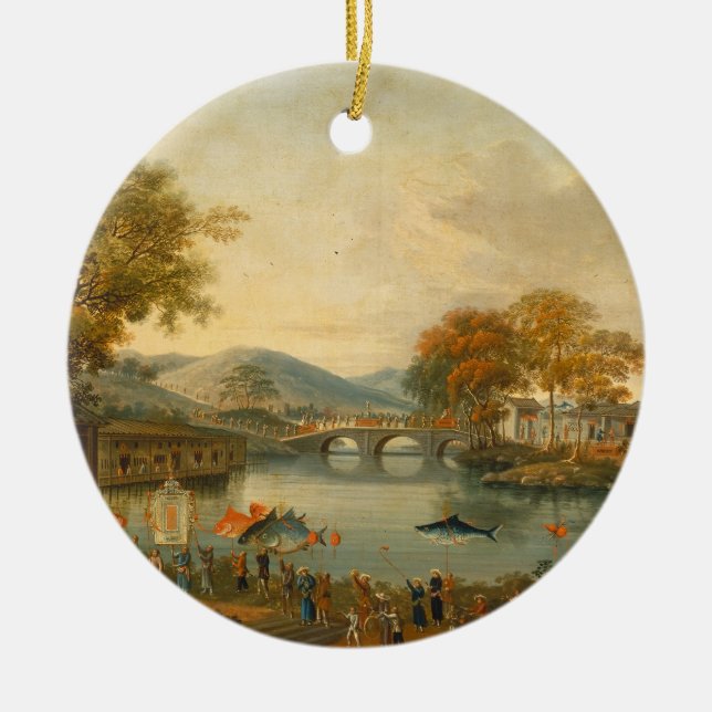 Queen Henrietta Maria with Sir Jeffrey Hudson, Ceramic Ornament (Front)