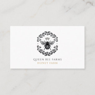 Queen Honey Bee Crown Black White Gold Apiary Business Card