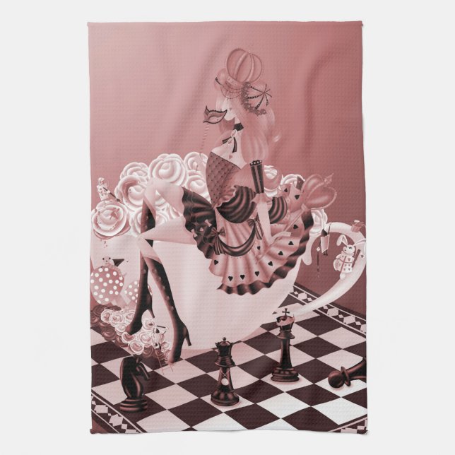 Queen in teacup  Tea Towel (Vertical)