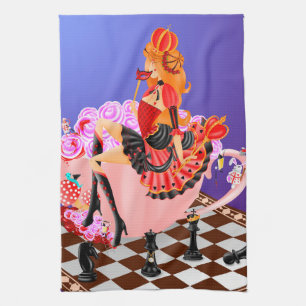 Queen in teacup Tea Towel