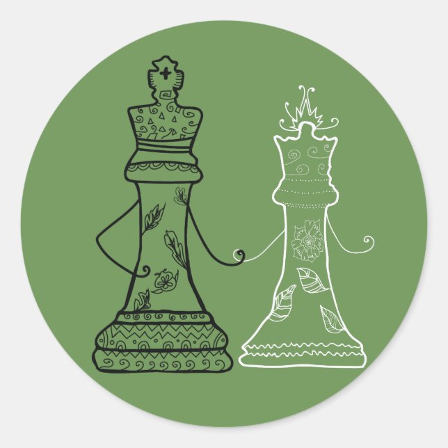 Queen & King Love Chess Sticker (Front)
