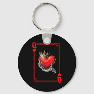 Queen King Of Hearts Playing Card Couple Matching Key Ring