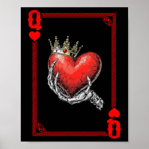Queen King Of Hearts Playing Card Couple Matching Poster