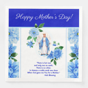 Queen Lady of Grace Virgin Mary Mother Flowers Napkin