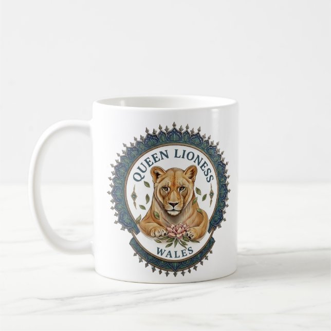 Queen Lioness. Wales Coffee Mug (Left)