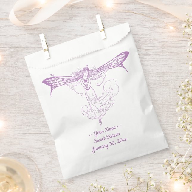 Queen Mab Fairy, Sweet Sixteen in Purple Favour Bag (Clipped)