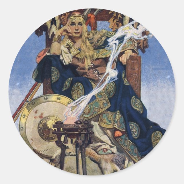 Queen Maeve Warrior Princess Fantasy Art Classic Round Sticker (Front)