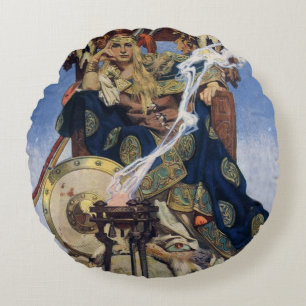 Queen Maeve Warrior Princess Fantasy Art Round Cushion
