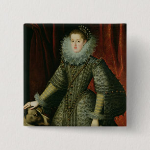 Queen Margarita of Austria, 1609 (oil on canvas) 15 Cm Square Badge