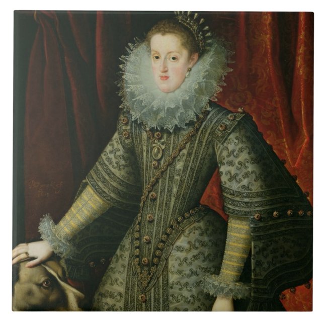 Queen Margarita of Austria, 1609 (oil on canvas) Ceramic Tile (Front)