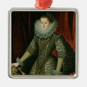 Queen Margarita of Austria, 1609 (oil on canvas) Metal Ornament