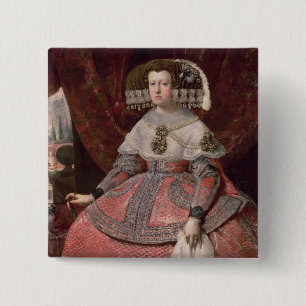 Queen Maria Anna of Spain in a red dress 15 Cm Square Badge