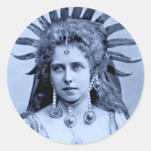Queen Marie of Romania as the Sun Queen - blue Classic Round Sticker