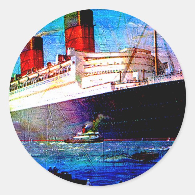 QUEEN MARY 2 CLASSIC ROUND STICKER (Front)