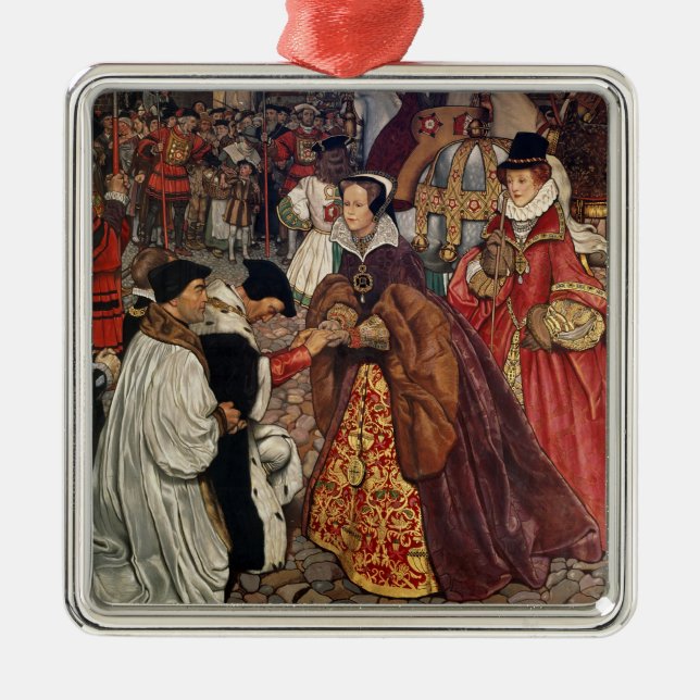 Queen Mary and Princess Elizabeth entering Metal Tree Decoration (Front)