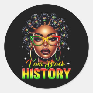 Queen Melanin Proud Black Women African I Am Black Classic Round Sticker