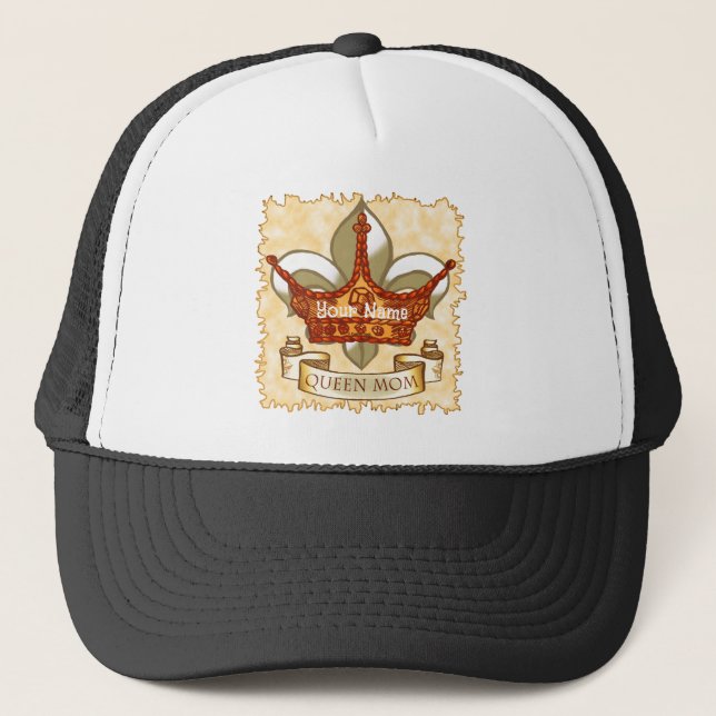 Queen Mom Banner custom name Trucker Hat (Front)