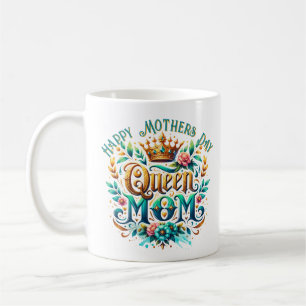Queen Mum Floral Retro Typography Coffee Mug