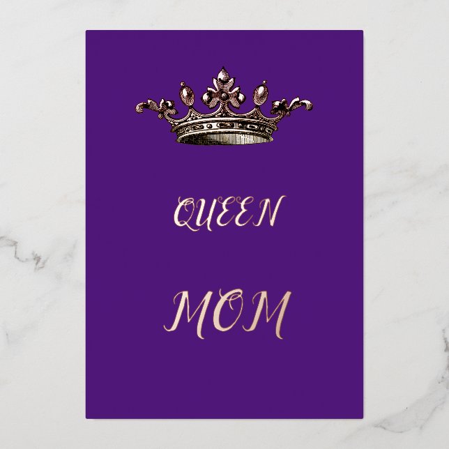 Queen Mum Foil Holiday Card (Front)