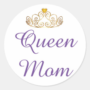 Queen Mum with Tiara Classic Round Sticker