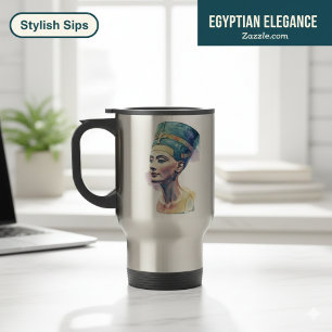 Queen Nefertiti Watercolor  Travel Mug