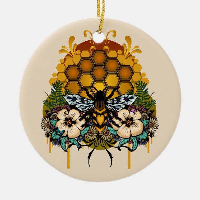 Queen Of Bees Ceramic Ornament (Front)