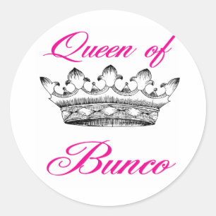 queen of bunco classic round sticker