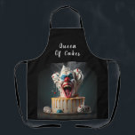 Queen Of Cakes Scary Clown Cream Cake Apron<br><div class="desc">A cute apron for a Queen of Cakes featuring a Scary Clown themed cake. Customise it with any text.</div>