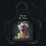 Queen Of Cakes Scary Clown Cream Cake Apron<br><div class="desc">A cute apron for a Queen of Cakes featuring a Scary Clown themed cake. Customise it with any text.</div>