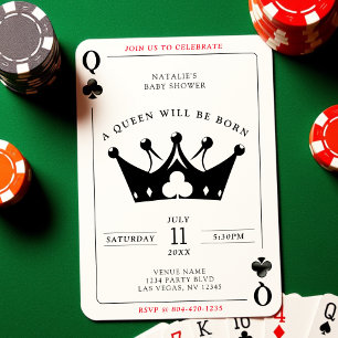 Queen of Clubs Casino Poker Card Baby Shower