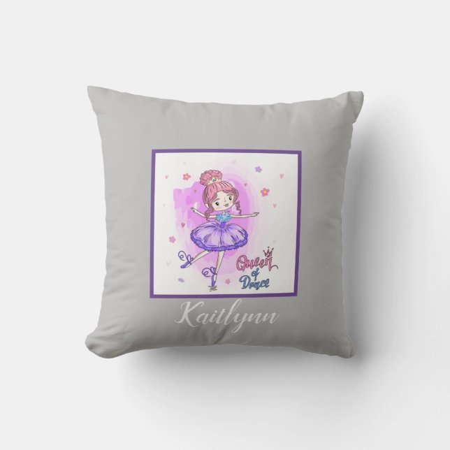 Queen of Dance, personalised ballerina Cushion (Front)