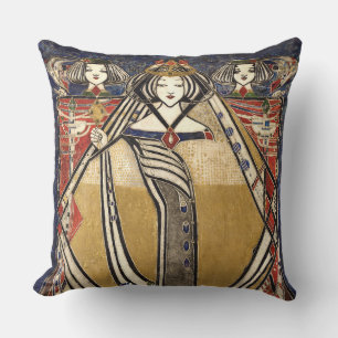 Queen of Diamonds by Margaret Macdonald Mackintosh Cushion