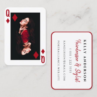 Queen of Diamonds Feminine Photo Hairdresser Business Card