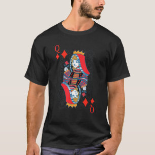 Queen Of Diamonds Poker Card Playing Card Blackjac T-Shirt