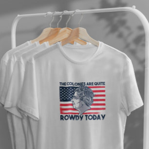 Queen Of England On American Flag T-Shirt