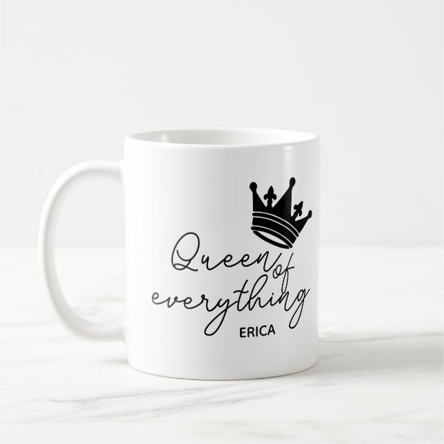 Queen of Everything Crown Funny mum Gift Coffee Mug (Left)
