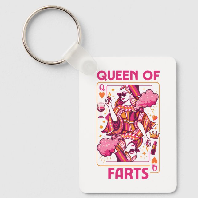 Queen Of Farts Royal Flatulence Humor Fart Key Ring (Front)