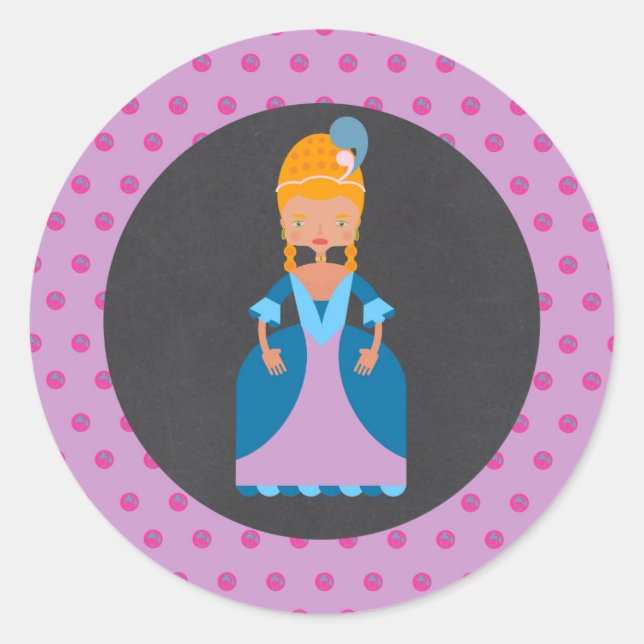 Queen of France girl birthday party Classic Round Sticker (Front)