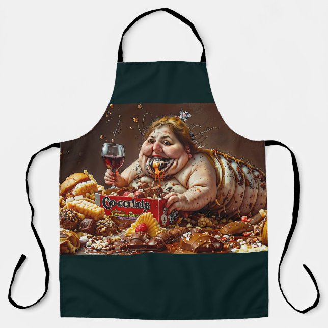 “Queen of Gluttonous Decay” Colourful Portrait Apron (Front)