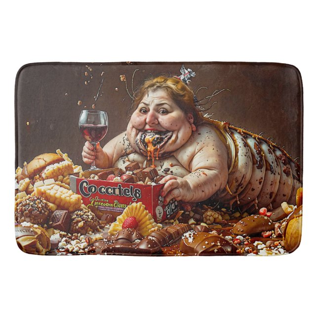 “Queen of Gluttonous Decay” Colourful Portrait Bath Mat (Front)