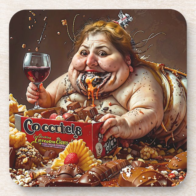 “Queen of Gluttonous Decay” Colourful Portrait Coaster (Front)