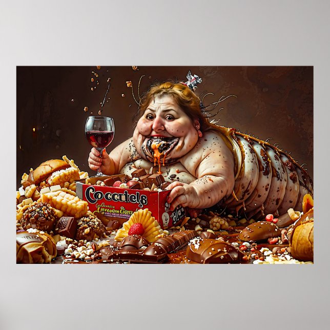 “Queen of Gluttonous Decay” Colourful Portrait Poster (Front)