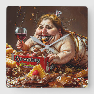 “Queen of Gluttonous Decay” Colourful Portrait Square Wall Clock