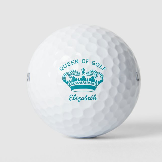 Queen of Golf Teal Monogram Golf Balls (Front)
