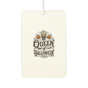 Queen of Halloween Vintage Skull Pumpkin Shirt Des Car Air Freshener