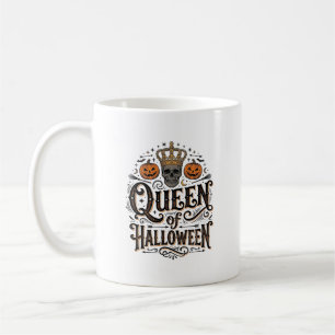 Queen of Halloween Vintage Skull Pumpkin Shirt Des Coffee Mug