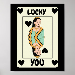 Queen Of Heart Black Ace Card Poster, Lucky You  Poster