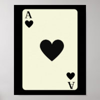 Queen Of Heart Black Ace Card Poster Wall Art